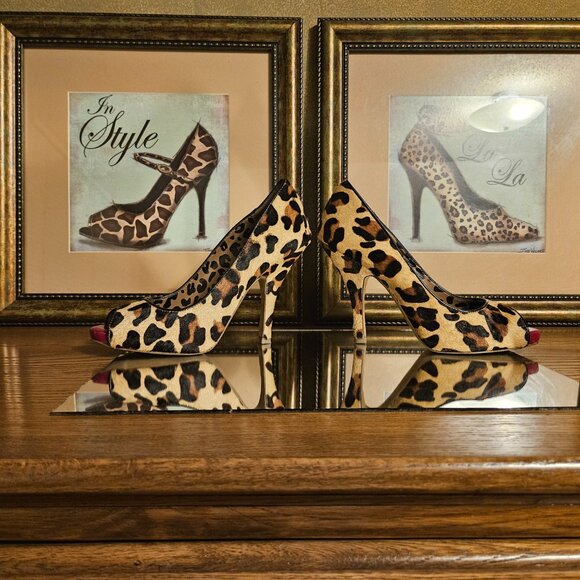 đ„ Jessica Simpson Ginger2 Leopard Peep-Toe Stiletto Heels â Size 6M - Picture 7 of 10